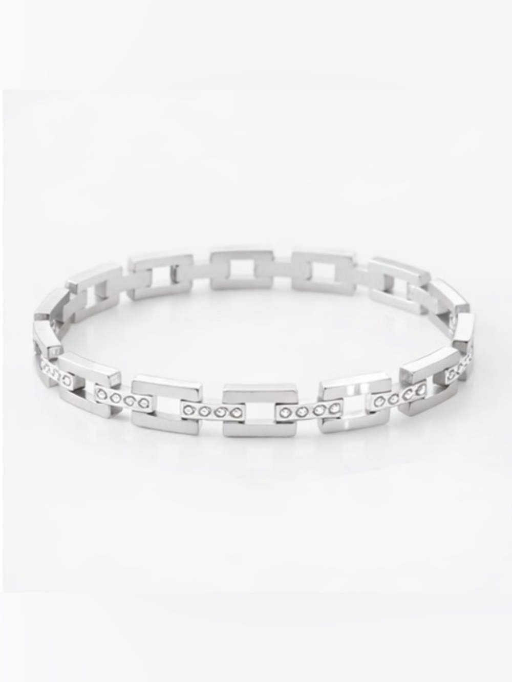 ✨Silver Link Bracelet Rhinestone Bar Minimal Designer Inspired✨ 💦 Waterproof 💧💦